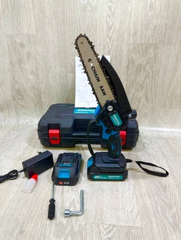 Аккумуляторная мини-пила в кейсе Krafftec 36V 4Ah 1000 Вт 2 аккумулятора , шина 15 см с автоматической смазкой и индикатором заряда Германия