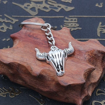Брелок для ключів, сумок, рюкзаків "Череп Skull Bull" Сріблястий