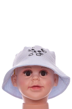 Панама для хлопчика з котиком блакитна бавовняна Murat Baby 6м+ (50368)