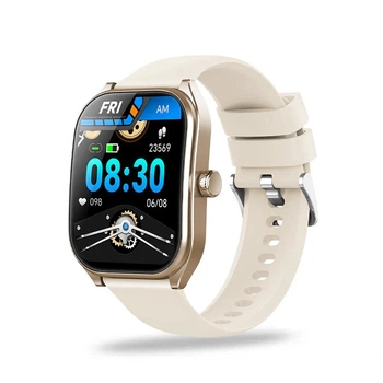 Смарт годинник жіночий AOLON Gold вигнутий екран 2.5D Bluetooth дзвінки, спортивні режими.