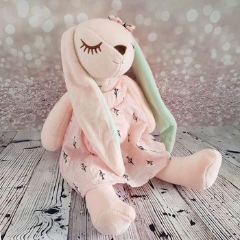 Мягкая игрушка кролик в розовом платье, 35 см, розовый
