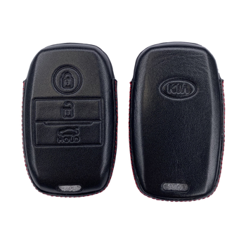 Кожаный чехол для ключа OneCase Kia Seltos Rio Picanto Optima Stonic Carens Soul Sorento Niro Sportage Ceed Black