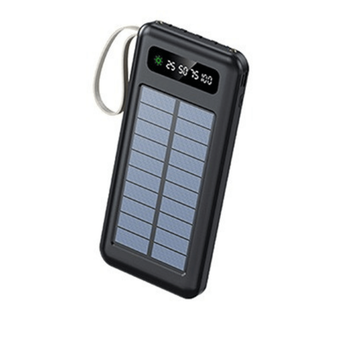 Сонячний Power Bank 30000 mAh із кабелями Type-C / Lightning / Micro-USB, LED-ліхтар