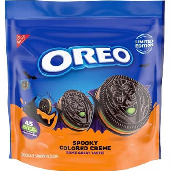 Печенье Oreo Halloween Green and Orange Creme Chocolate Sandwich Cookies 650г