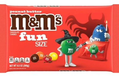 Драже M&M's Fun Size Peanut Butter Milk Chocolate Halloween Candy 269г