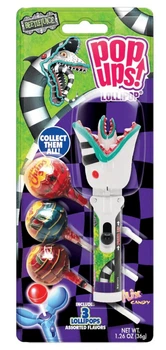 Тримач для льодяника Chupa Chups Beetlejuice Sandworm Pop Ups Lollipop та 3 льодяники 36г