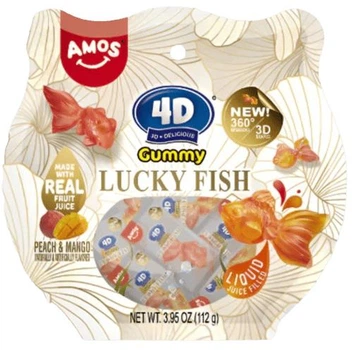Жевательные конфеты Amos 4D Fruit Gummies Lucky Fish Peach Mango Flavour 112г