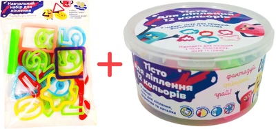 Набір аксесуарів для ліплення DGT ART Навчальний набір + Тісто-пластилін Clay Anyway 12 кольорів (4820266221669/4820266222406)
