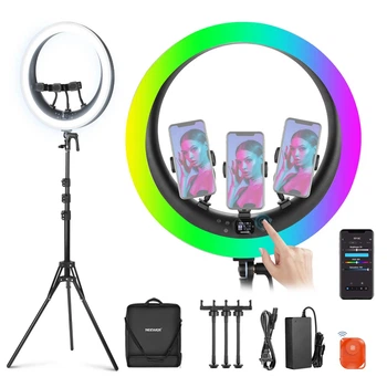 Кольцевая студийная RGB LED лампа для блогера Neewer RP19C 42Вт 48см 2500-10000К с APP управлением
