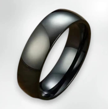 Класична обручальна каблучка титанова сталь Liresmina Jewelry 8мм чорна розмір 17
