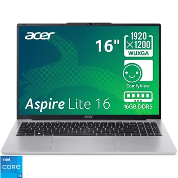 Ноутбук Acer Aspire Lite 16 Intel® Core™ i5- 1334U до 4, 6 ГГц, 16 дюймов, WUXGA, IPS, 16 ГБ DDR5, 512 ГБ SSD, графикой Intel® Iris® Xe, Pure Silver