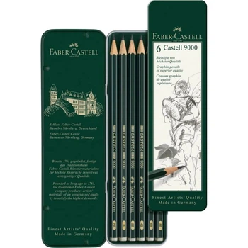 Набор графитных карандашей "Faber-Castell" /119063/ Н-8В в металлической коробке 6 единиц