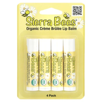 Органические бальзамы для губ Mild By Nature Sierra Bees крем-брюле 4 шт. в упаковке