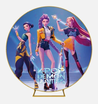 Круглый баннер "KPop Demon Hunters. Кейпоп-охотники на демонов. Saja Boys" диаметр 2 м. С люверсами