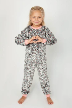 Тепла піжама для дівчинки Stylebaby (2618-26сер) Зріст 128 см Сірий