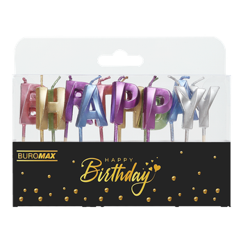 Набір свічок "HAPPY BIRTHDAY" -13 шт, у вигляді англ.