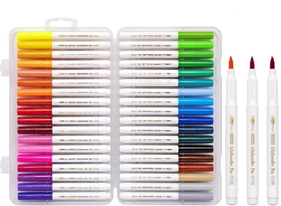 Фломастер - пензлик 36 кольорів 228-36 "Water color pen" у пластиковому боксі