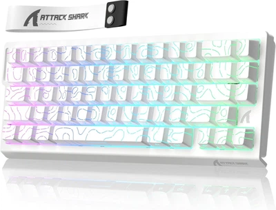 Ігрова магнітна клавіатура ATTACK SHARK X68 HE White Contour Магнітні свічі 65% Hall Effect Rapid Trigger 0.01мм Hot-Swap 8000Hz RGB PBT Double-shot USB Type-C