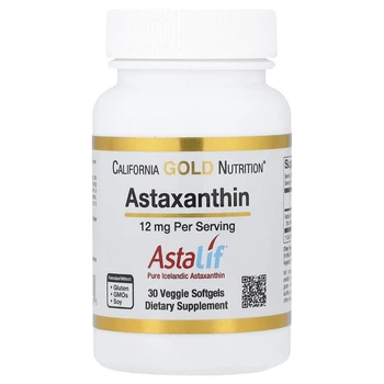 Астаксантин чистий ісландський 12 мг California Gold Nutrition AstaLif 30 капсул