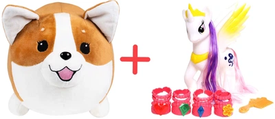 Набір Іграшка подарункова Inka Toys Коргі лежебока 22х47х20 см + Принцеса єдиноріг Zhorya з аксесуарами (4820266221249/6902241805496)