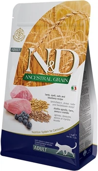 Низкозерновой сухой корм для взрослых кошек Farmina N&D LOW GRAIN (ягненок / черника), 1.5 кг (8010276021595)
