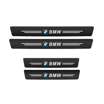 Защитная наклейка на пороги авто BMW карбон