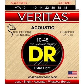 Струны для акустической гитары DR VTA-10 Veritas Phosphor Bronze Acoustic Guitar Strings Extra Light 10/48