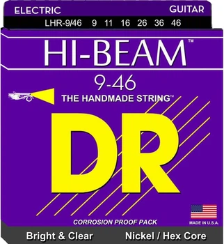 Струны для электрогитары DR LHR-9/46 Hi-Beam Nickel Plated Hex Core Light Heavy 9/46