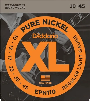Струны для электрогитары D'Addario EPN110 Pure Nickel Regular Light Electric Strings 10/45