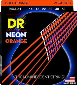 Струны для акустической гитары DR NOA-11 Hi-Def Neon Orange K3 Coated Medium-Light Acoustic Guitar Strings 11/50