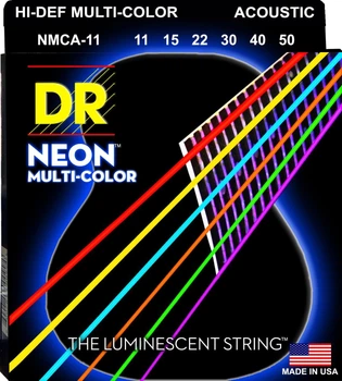 Струны для акустической гитары DR NMCA-11 Hi-Def Neon Multi-Color K3 Coated Medium-Light 11/50