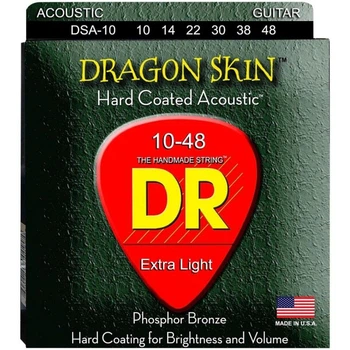 Струны для акустической гитары DR DSA-10 Dragon Skin K3 Coated 10/48