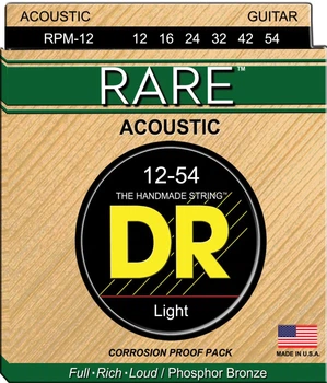 Струны для акустической гитары 6 шт DR RPM-12 Rare Phosphor Bronze Acoustic Guitar Strings Light 12/54