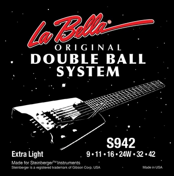 Струни для електрогітари La Bella S942 Double Ball Steinberger Extra Light 9/42