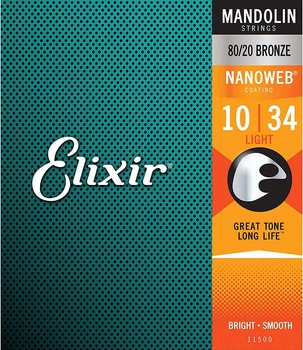 Струны для мандолины Elixir 11500 80/20 Bronze Nanoweb Light 10/34