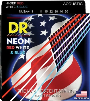 Струны для акустической гитары DR NUSAA-11 Def Neon Red White & Blue 11/50