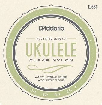 Струни для укулеле D'Addario EJ65S Clear Nylon Soprano 24/28