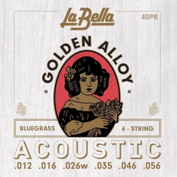 Струны для акустической гитары La Bella 40PB 80/20 Golden Alloy Bluegrass 12/56