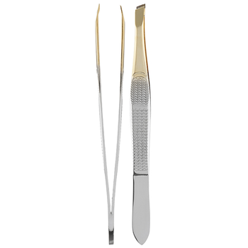 Пинцет косметический профессиональный скошенный P-09, золото Beauty Luxury