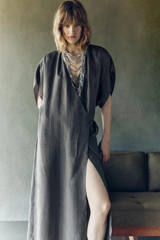 Сукня міді на запах з ліоцелу Zara 8141/291 XS Сіра (08141291811XS)