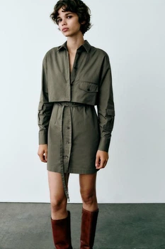 Габардинова сукня-сорочка Zara 8626/284 S Хакі (08626284507S)
