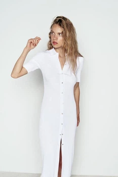 Сукня в рубчик поло Zara 0085/630 S Біла (00085630250S)