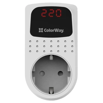 Реле напряжения ColorWay (16A/3680W) 150V-210V/230V-280V, DS2, 1 розетка