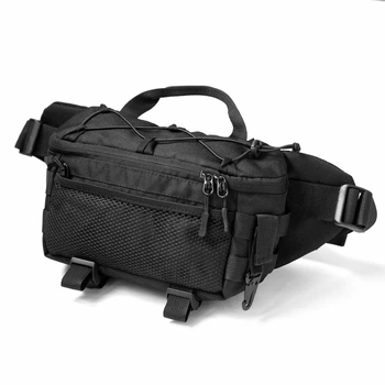 Сумка поясная (бананка) SETKA TAC Black унисекс, черная, Оксфорд 1000D, 5 отделений, MOLLE