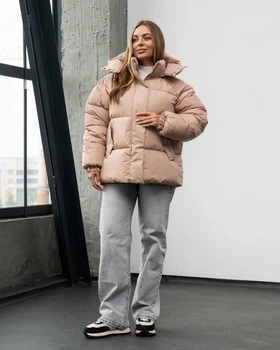 Пуховик женский бежевый L-XL-2XL sane-V32