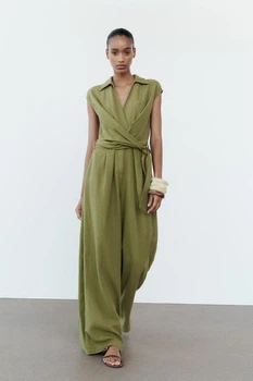 Комбінезон на основі льону Zara 3235/709 S Хакі (03235709505S)