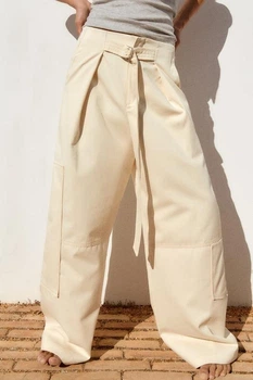 Брюки carrot fit із високою талією Zara 73/85/50 XS Бежеві (07385502746XS)