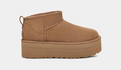 Уги женские UGG CLASSIC ULTRA MINI PLATFORM 1135092/chestnut 39 (usa 8, 25,0 см) каштановые