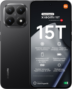 Smartfon Xiaomi 15T 12/256GB Black (MZB0KY5EU)
