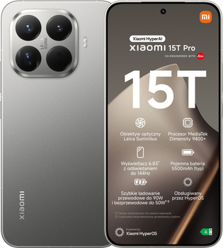 Smartfon Xiaomi 15T Pro 12GB/1TB Titan Gray (MZB0KV0EU)